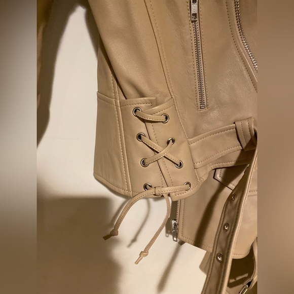 A.L.C. Leather Biker Jacket Tan Lamb Leather - Picture 4 of 10